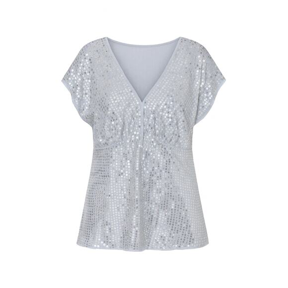 Lane Bryant Tops - Lane Bryant Silver Metallic Sequin Party all Night Top Size 14/16 New With Tags